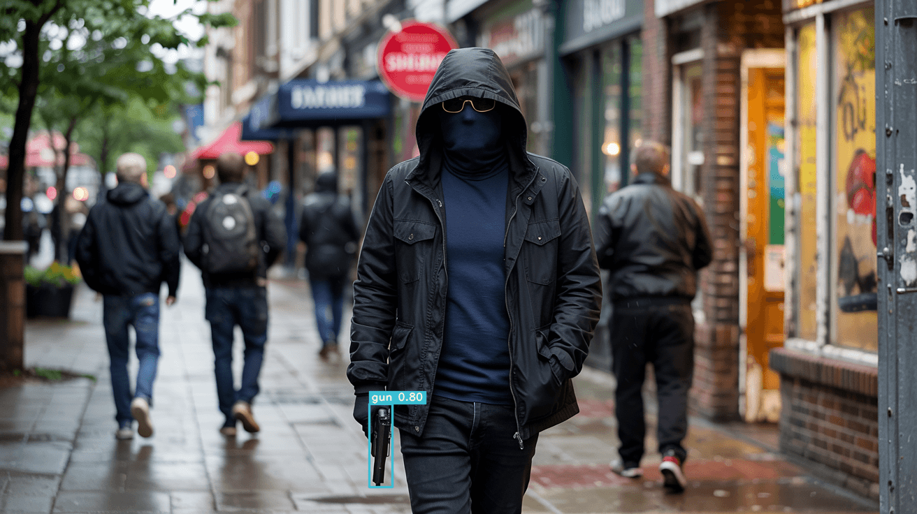 Weapon detection in action showing real-time threat identification